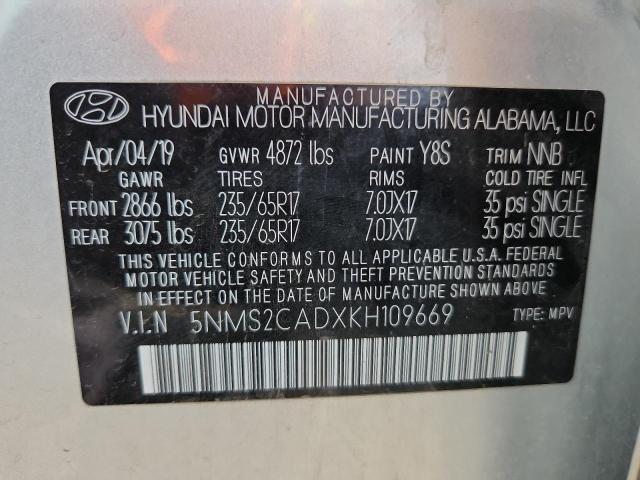2019 HYUNDAI SANTA FE S 5NMS2CADXKH109669