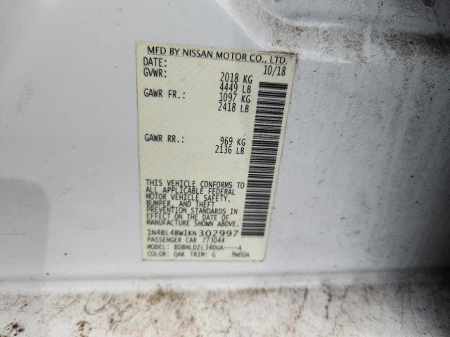 2019 NISSAN ALTIMA S 1N4BL4BW1KN302997