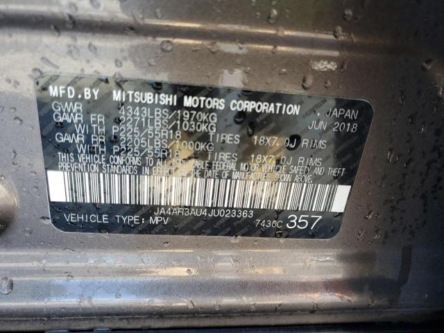 2018 MITSUBISHI OUTLANDER JA4AR3AU4JU023363