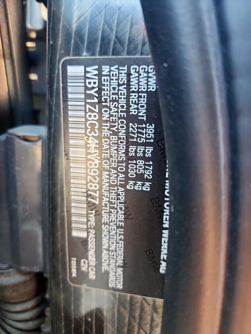 2017 BMW I3 WBY1Z8C34HV892877