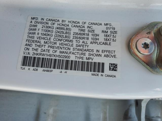 2019 HONDA CR-V TOURING 2HKRW1H97KH502900