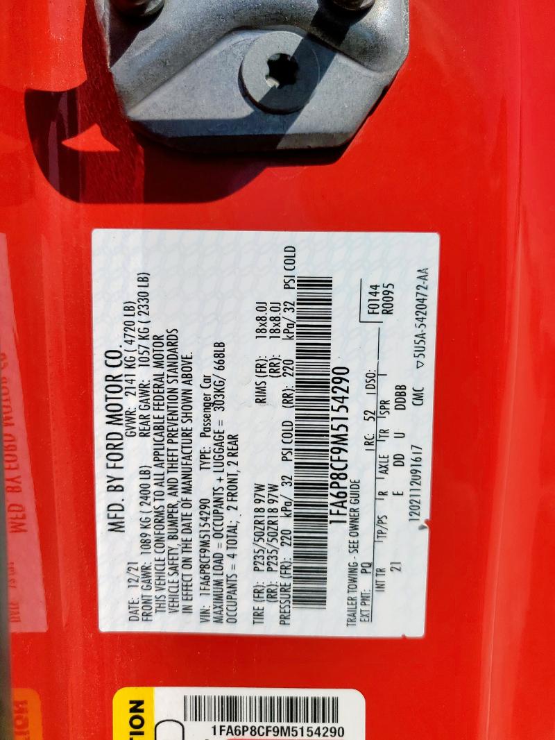 2021 FORD MUSTANG GT - 1FA6P8CF9M5154290