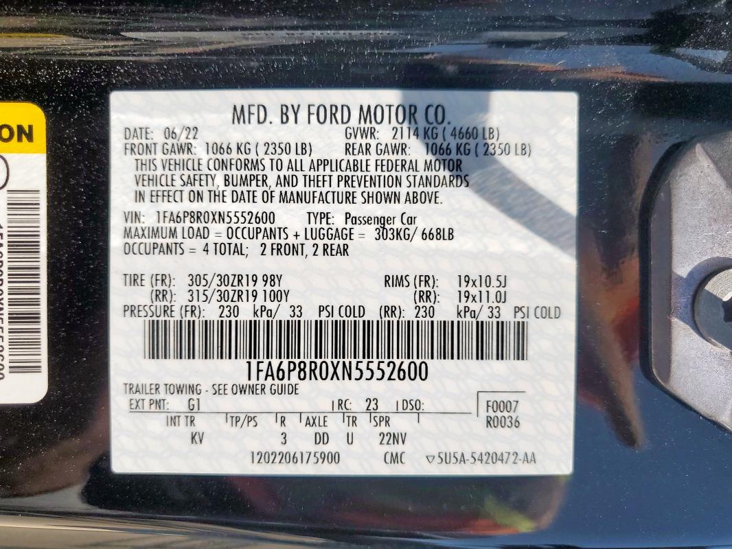 2022 FORD MUSTANG MA - 1FA6P8R0XN5552600