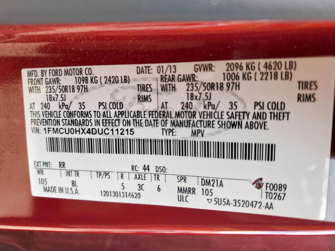 2013 FORD ESCAPE SEL - 1FMCU0HX4DUC11215