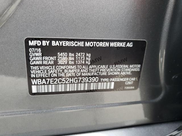 2017 BMW 740 I WBA7E2C52HG739390