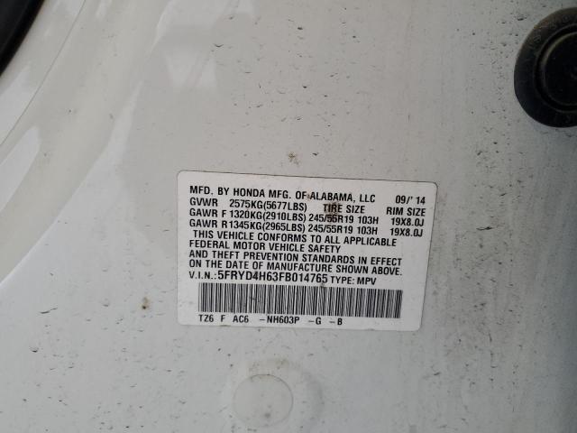 2015 ACURA MDX TECHNO 5FRYD4H63FB014765