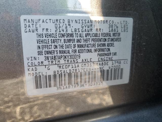 2019 NISSAN SENTRA 3N1AB7AP3KY303319