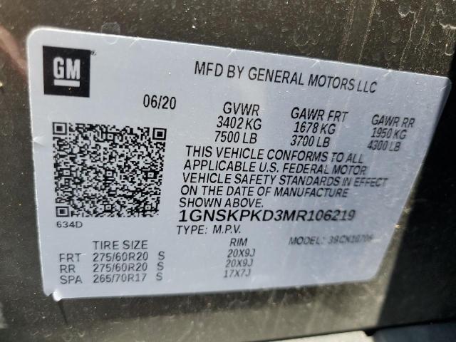 2021 CHEVROLET TAHOE K150 1GNSKPKD3MR106219