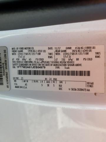 2018 FORD F250 SUPER DUTY - 1FT7W2A61JEB04979