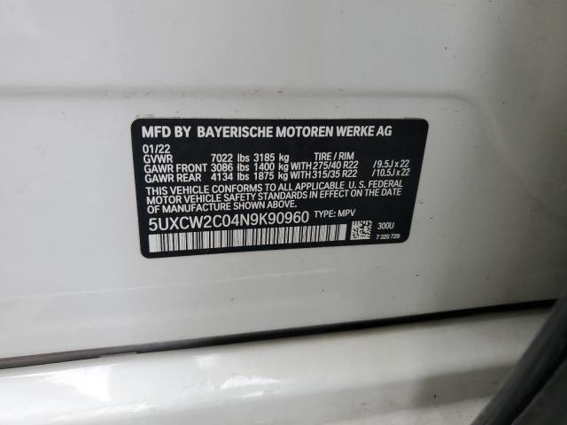 2022 BMW X7 XDRIVE40I 5UXCW2C04N9K90960