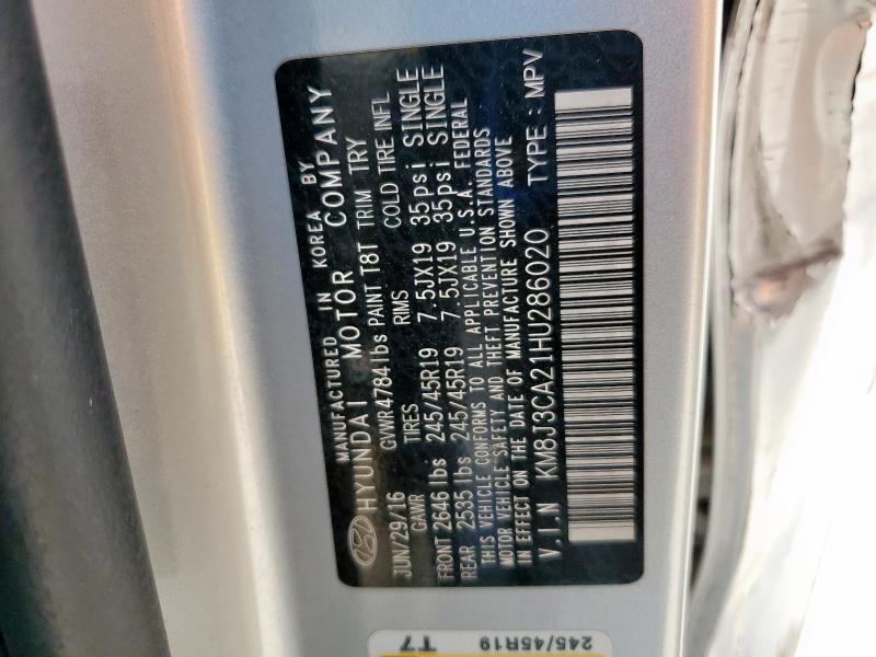 2017 HYUNDAI TUCSON KM8J3CA21HU286020