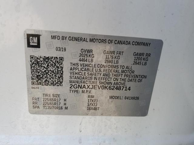 2019 CHEVROLET EQUINOX LT 2GNAXJEV0K6248714