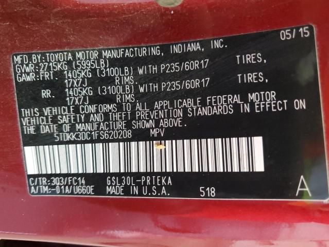 2015 TOYOTA SIENNA LE 5TDKK3DC1FS620208