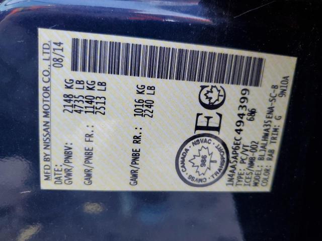 2014 NISSAN MAXIMA S - 1N4AA5AP6EC494399