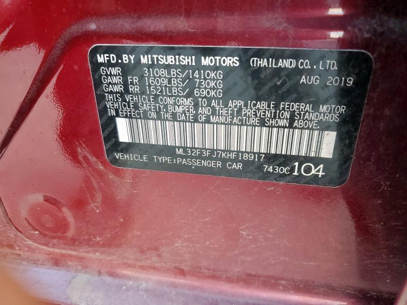 2019 MITSUBISHI MIRAGE G4 ML32F3FJ7KHF18917