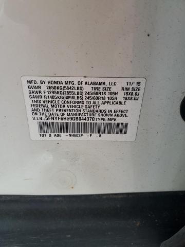 2016 HONDA PILOT EXL 5FNYF6H59GB044370