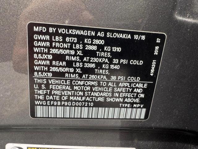 2016 VOLKSWAGEN TOUAREG SP WVGEF9BP9GD007210