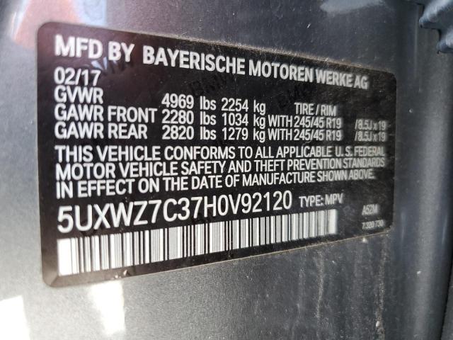 2017 BMW X3 SDRIVE28I 5UXWZ7C37H0V92120