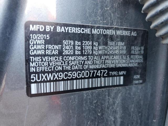 2016 BMW X3 XDRIVE2 5UXWX9C59G0D77472