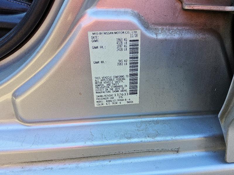 2019 NISSAN ALTIMA SR 1N4BL4CV1KC137633