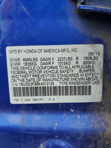 2019 ACURA ILX PREMIU 19UDE2F80KA012126
