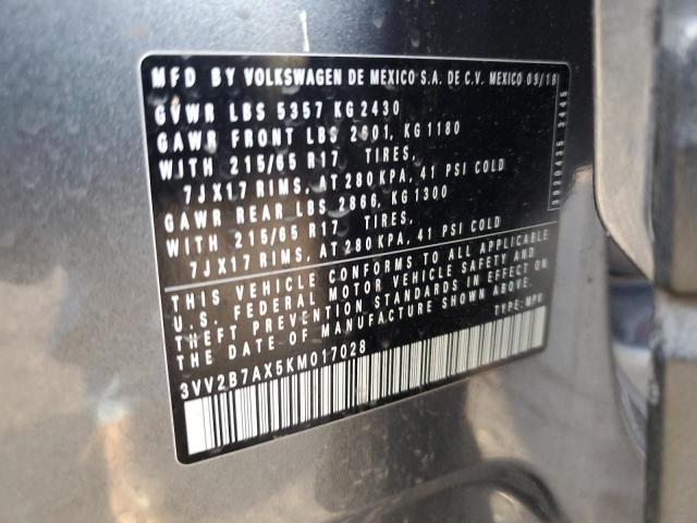 2019 VOLKSWAGEN TIGUAN SE 3VV2B7AX5KM017028