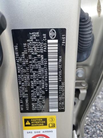 2016 TOYOTA CAMRY LE 4T4BF1FK0GR577931