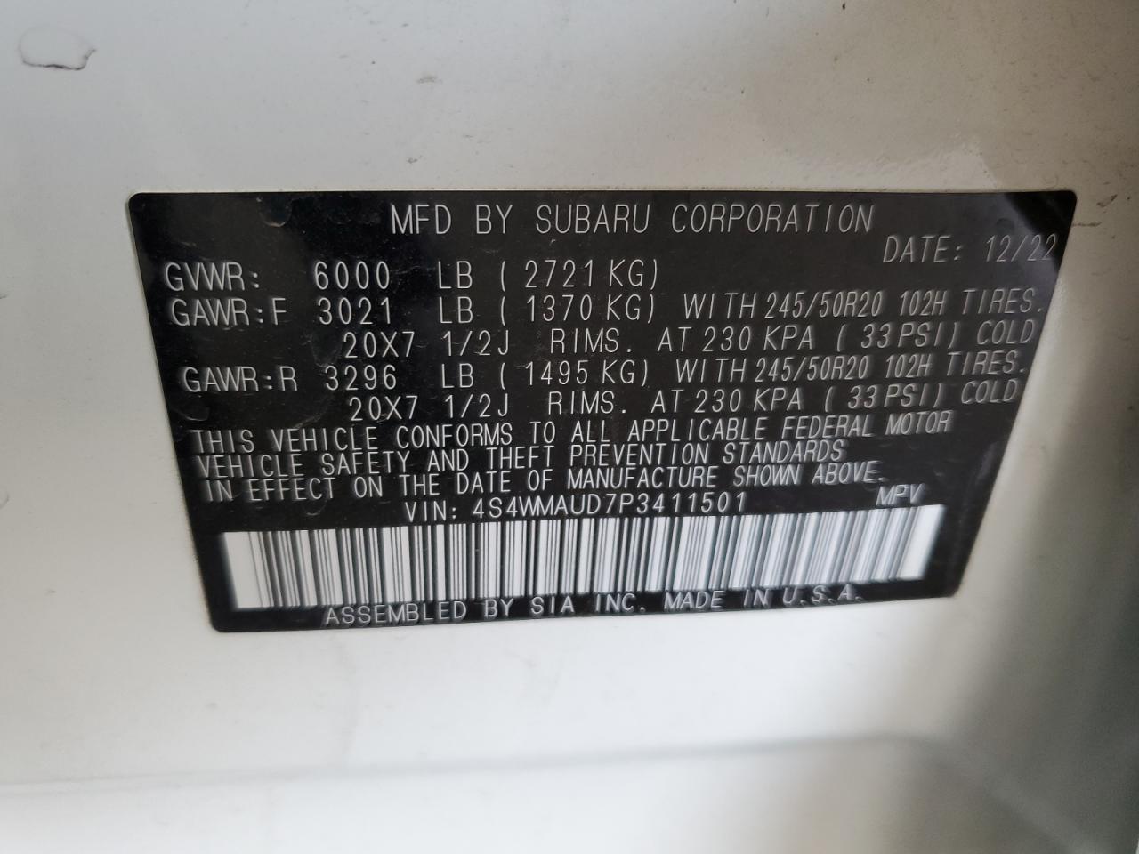 SUBARU ASCENT LIMITED