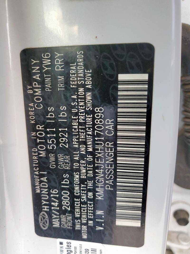 2017 GENESIS G80 BASE KMHGN4JEXHU170898