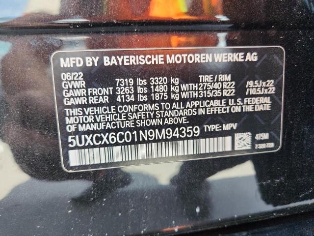 2022 BMW X7 M50I 5UXCX6C01N9M94359