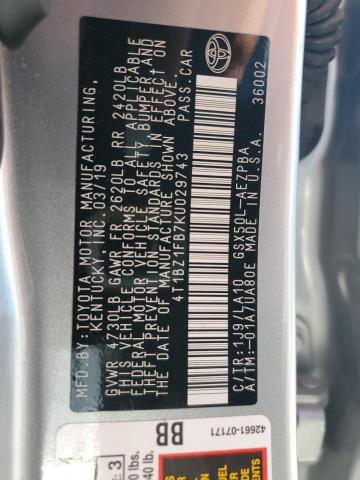 2019 TOYOTA AVALON XLE 4T1BZ1FB7KU029743