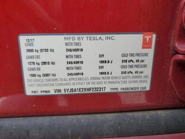 2017 TESLA MODEL S 5YJSA1E2XHF232317
