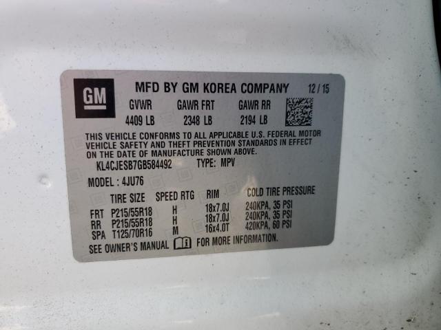 2016 BUICK ENCORE KL4CJESB7GB584492