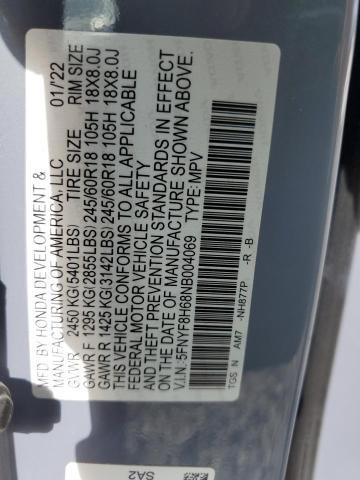 2022 HONDA PASSPORT TRAIL SPORT 5FNYF8H68NB004069