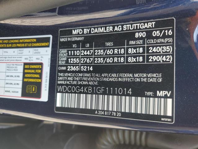 2016 MERCEDES-BENZ GLC 300 4M WDC0G4KB1GF111014