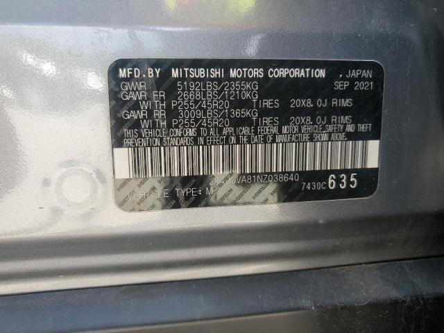2022 MITSUBISHI OUTLANDER JA4J3VA81NZ038640