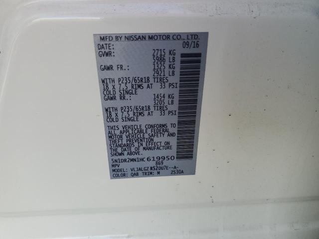 2017 NISSAN PATHFINDER 5N1DR2MN1HC619950