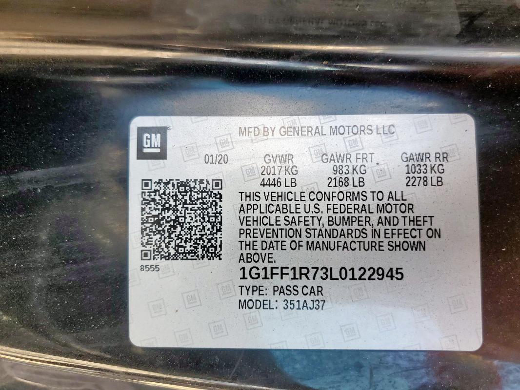 2020 CHEVROLET CAMARO LZ 1G1FF1R73L0122945