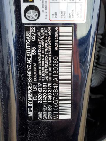 2022 MERCEDES-BENZ S 580 4MAT W1K6G7GB4NA130280