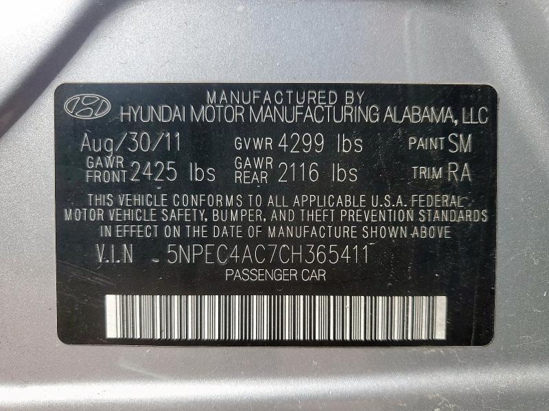 2012 HYUNDAI SONATA SE - 5NPEC4AC7CH365411