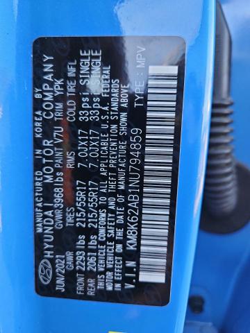 2022 HYUNDAI KONA SEL KM8K62AB1NU794859