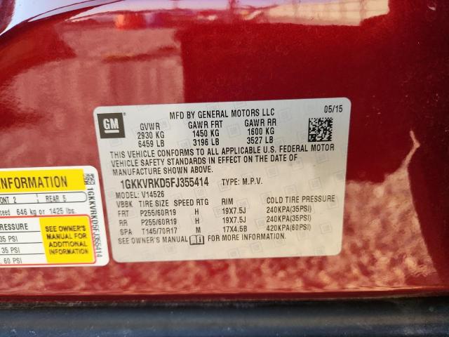 2015 GMC ACADIA SLT 1GKKVRKD5FJ355414