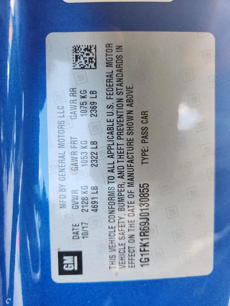 2018 CHEVROLET CAMARO ZL1 1G1FK1R69J0130855