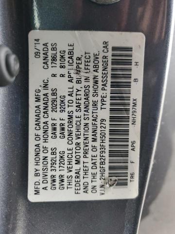 2015 HONDA CIVIC EXL 2HGFB2F93FH501279