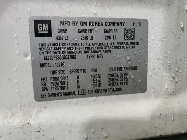 2016 CHEVROLET TRAX 1LT KL7CJPSB0GB573087