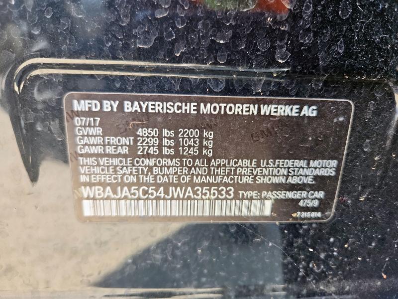 2018 BMW 530 I WBAJA5C54JWA35533