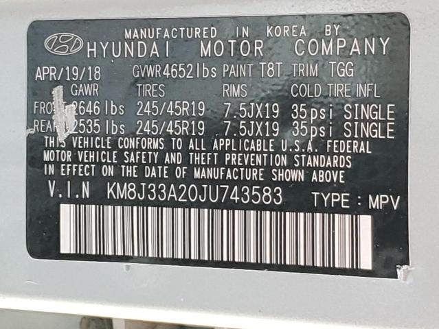 2018 HYUNDAI TUCSON VAL KM8J33A20JU743583
