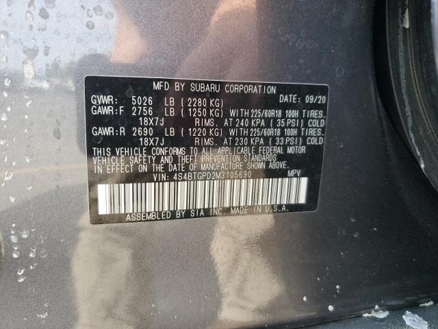 2021 SUBARU OUTBACK TOURING 4S4BTGPD2M3105690