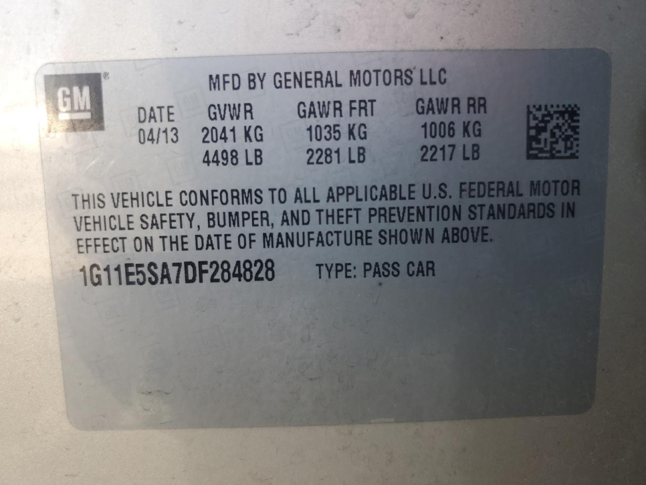 Lot #3304022577 2013 CHEVROLET MALIBU 2LT