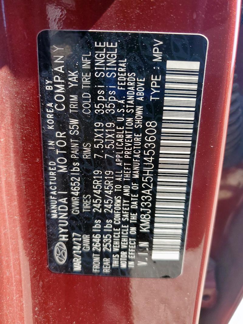 2017 HYUNDAI TUCSON LIM KM8J33A25HU453608